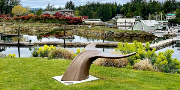 Aluminum Whale Tail at Painted Boat Resort in Madeira Park BC-3